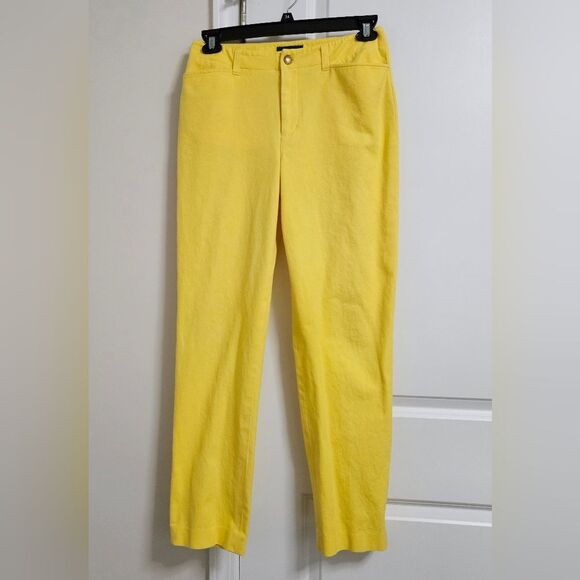 Lauren Ralph Lauren Pants Women's 6 (28x29.5) Canary Yellow Stretch Preppy EUC - Picture 1 of 8